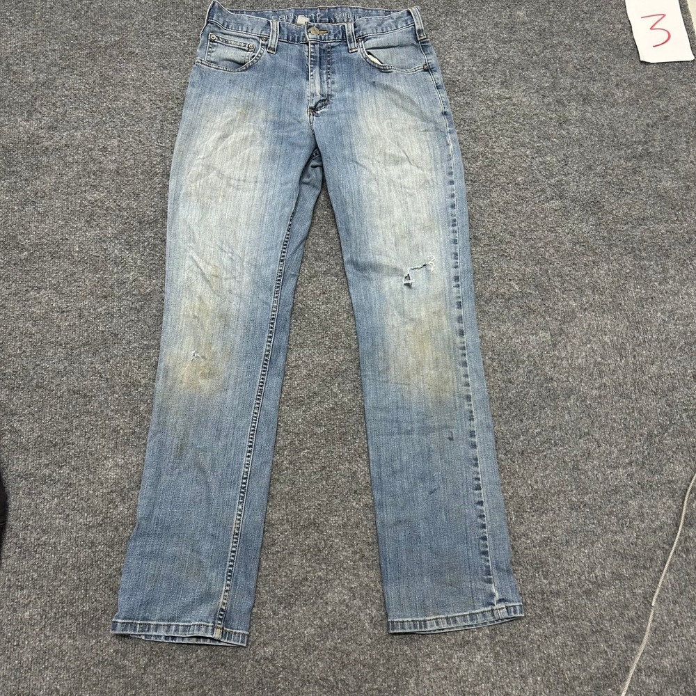 Carhartt Jeans Mens Size 30x32 Blue Relaxed Fit Light Wash Distressed Workwear